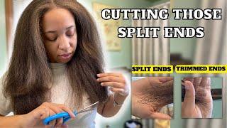 BEST WAY TO Trim Split Ends On Natural Hair at Home | BYE BYE SPLIT ENDS!