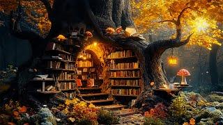 Magic Bookstore Hole Ambience  Cozy Autumn Music & Fantasy Nature | for Studying, Relaxing, Heals