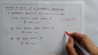 Nature of roots of a Quadratic Equation