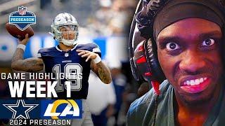 COWBOYS FAN REACT TO Dallas Cowboys vs. Los Angeles Rams | 2024 Preseason Week 1 Game Highlights