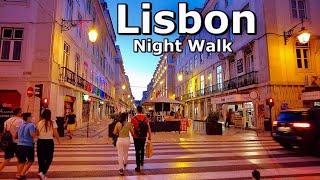 Night Walk in Lisbon, Portugal walking tour [4K Ultra HD]