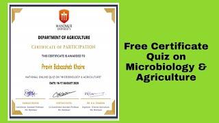 Free Certificate National Online Quiz on "Microbiology and Agriculture