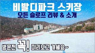 (스키) 비발디파크 스키장 - 모든 슬로프 완벽리뷰! / 스키장 이용전이나 방문전에 꼭보고 가세요 / 코스별 모양, 난이도, 이용방법 자세한 리뷰 / VIVALDI PARK SKI