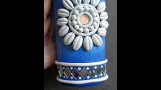 Clay Bottle Art #shorts #diy #craft #youtubeshorts #bestoutofwaste