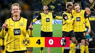 Borussia Dortmund gegen  SC Freiburg 4-0 & Highlights Tore & & Julian Brandt Freistoß vs Freiburg