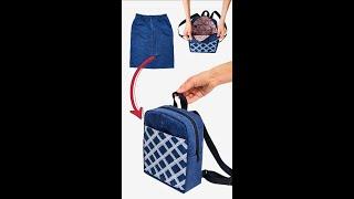 How to Sew DIY Simple Backpack from Old Jeans Skirt Miarti️