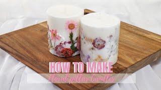 How to make Pillar Floral CANDLES 2 different ways #flowercandles