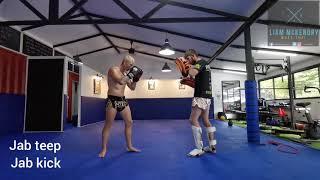 Simple kick drill for Muay Thai pads