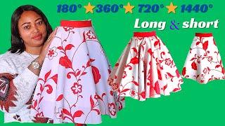  HOW TO MAKE CIRCLE SKIRT:  HALF 180°| FULL 360°| DOUBLE 720°| 1440° CIRCLE SKIRTS | SHORT-LONG