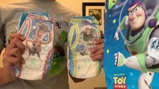 Toy Story's Woody and Buzz, Huggies Pull-Ups Night Time 3T-4T, package opening