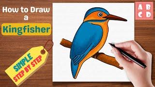 How to Draw a Kingfisher Bird Easily | AnyBodyCanDraw with Sata