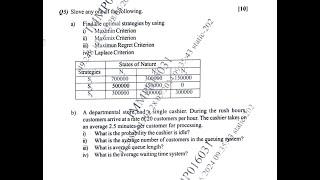 Q.5 from MAY 2024- Decision science MBA 3rd Semester
