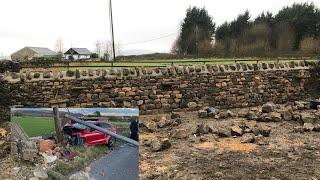 Dry Stone Walling - Reinstating A dry stone wall after A car crash (time lapse)