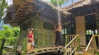 build bamboo kitchen walls connecting bamboo sticks as frames - single mother