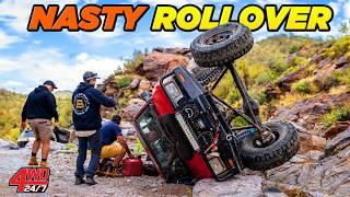 DANGEROUS 4x4 ROLLOVER! Fuel leaking & nothing to winch off - what happens next? USA's Wildest Trail