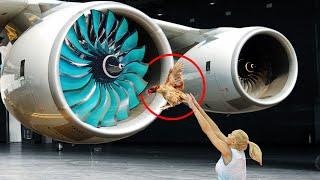 Bird Strike Test: How Aircraft Engines are Tested️ [She throws the chicken inside Turbojet engine]