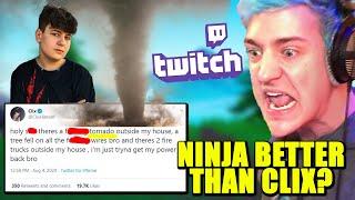 Ninja ROASTS Clix BACK On Twitch! Clix HIT BY TORNADO In Real Life! Bugha Roasts NAW!