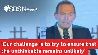 Tony Abbott slams China's 'belligerence' in speech in Taiwan | SBS News