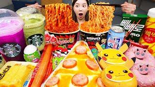 ENG SUB) Korean Convenience Store Food  Starbucks & Dunkin donuts  Desserts Mukbang ASMR Ssoyoung