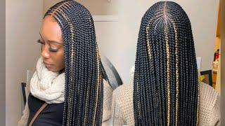 SHE HAS SOME BEAUTIFUL HEALTHY HAIR | THREE LAYER BRAIDS #tribalbraids