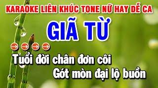 Karaoke Liên Khúc Giã Từ | Nhạc Sống Tone Nữ | Huỳnh Lê