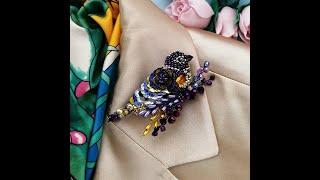 Фиолетовая брошь птица, романтические идеи. Royal Purple Fashion Brooch Pin  