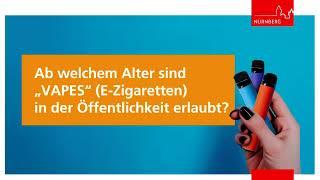 Quizfrage zu E-Zigaretten (Vapes) im Fahrgastfernsehen der VAG