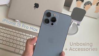 iPhone 13 Pro Max Sierra Blue (256GB) ️ Unboxing + accessories ️ | ASMR