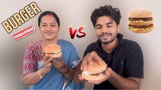 Eating burger challenge with my mom @krishnaveninagineni #foodchallenge #funny #youtube