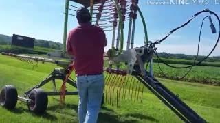 Cutting tedding raking & getting ready to bale our 4th cutting alfalfa with the claas volto 800