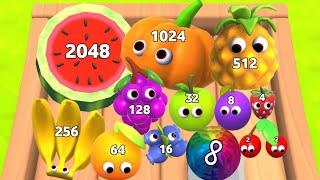 WATERMELON GAME 3D - Satisfying ASMR Gameplay (Fruits Evolution, Level Up Merge Suika Balls 2048)