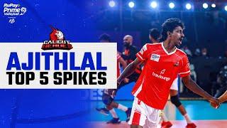 Ajithlal | Top 5 Spikes | RuPay Prime Volley