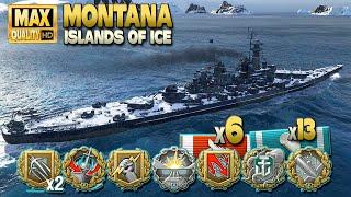 Battleship Montana: 4k base xp on map Islands of Ice - World of Warships