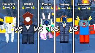 MICROWAVE vs CUCKOO vs EASTER vs TURKEY vs REINDEER IN ENDLESS MODE! TOILET TOWER DEFENSE!