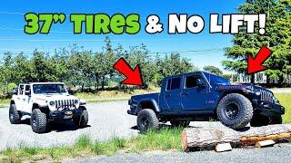 THIS IS WHAT 37" TIRES LOOK LIKE ON STOCK JEEP GLADIATOR w/ NO LIFT !! + Flex test