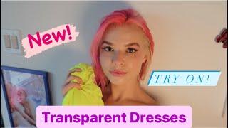 [4K] TRANSPARENT Crazy Dresses Try On Haul w/ Mirror View! ( Charm Daze Try On)
