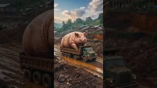 Giant Pig on Dump Truck looks like a Hippo but in the Desert | Trucks Evolution