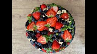 Strawberry Cake with Berries and Cream Cheese Frosting