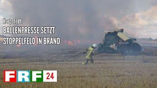 Harpstedt: Ballenpresse setzt Stoppelfeld in Brand