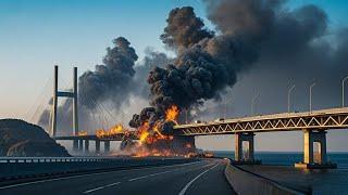 7 Minutes Ago: Ukrainian F-16 Destroys Crimean Bridge with 8-Ton Bomb!