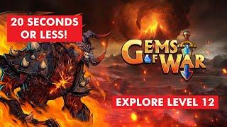 Gems of War Level 12 Explore Best Fast Team! No Legendary or Mythic!