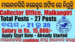 Malkangiri Collector Office Recruitment 2024 ! Odisha Govt Job Alert