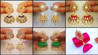 6 Beautiful Jhumka Earrings Making At Home | Silk Thread Jhumka Designs | Earrings | uppunutihome