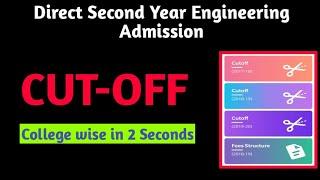 Direct Second Year Engineering Admission 2021-22 | Last Year  CUT OFF | Toshib Shaikh