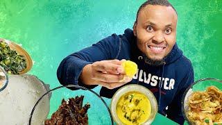 Kenyan  + Tanzanian  Food: Reacting to Authentic Ugali + Sukuma Wiki + CurryChicken |SwahiliFood