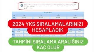 2024 YKS SIRALAMA HESAPLAMA / YKS TAHMİNİ SIRALAMALARINIZI HESAPLADIK