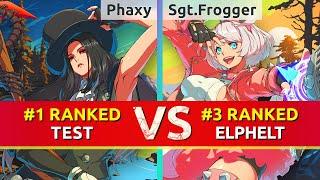 GGST ▰ Phaxy (#1 Ranked Testament) vs Sgt.Frogger (#3 Ranked Elphelt). High Level Gameplay