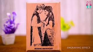 (Wooden Printed Engraved Effect Photo) At Gift Lab Present Personalized Engraving Effect Photo