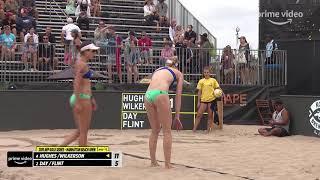 Sara Hughes Slams Ball into Opponent's Chest | AVP Gold Series Manhattan Open 2019