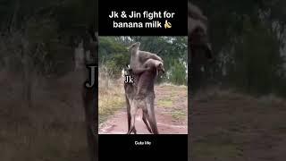 Jin & Jk fight for banana milk  #cutelife #shorts